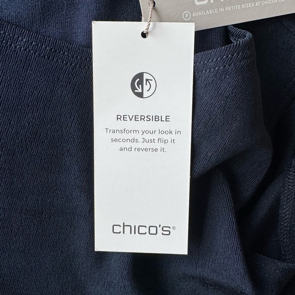 NWT Chico’s Travelers Reversible Tank Top Navy Blue Sleeveless Size 1 (M 8/10) - Picture 2 of 6